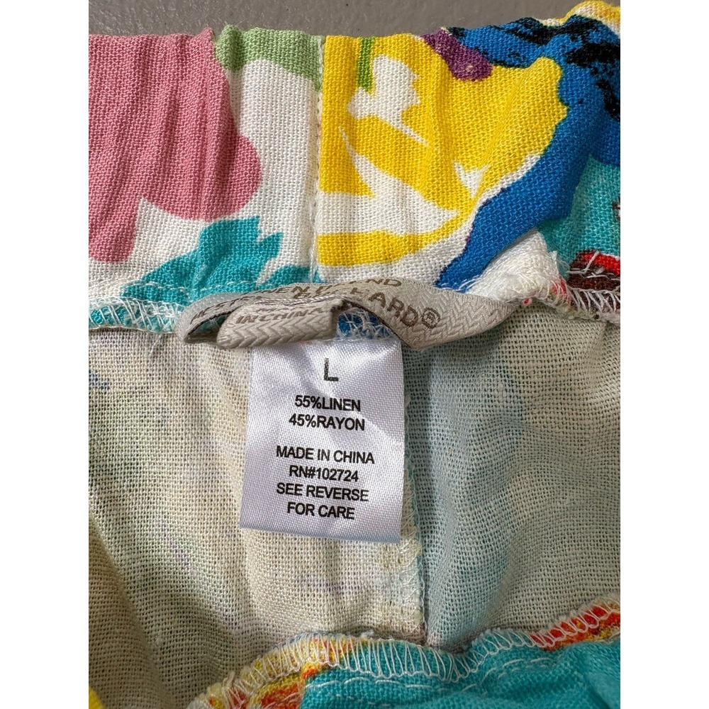Hester & Orchard Shorts Womens Sz Large Floral Linen Blend Boho Artsy Tropical - Picture 8 of 10